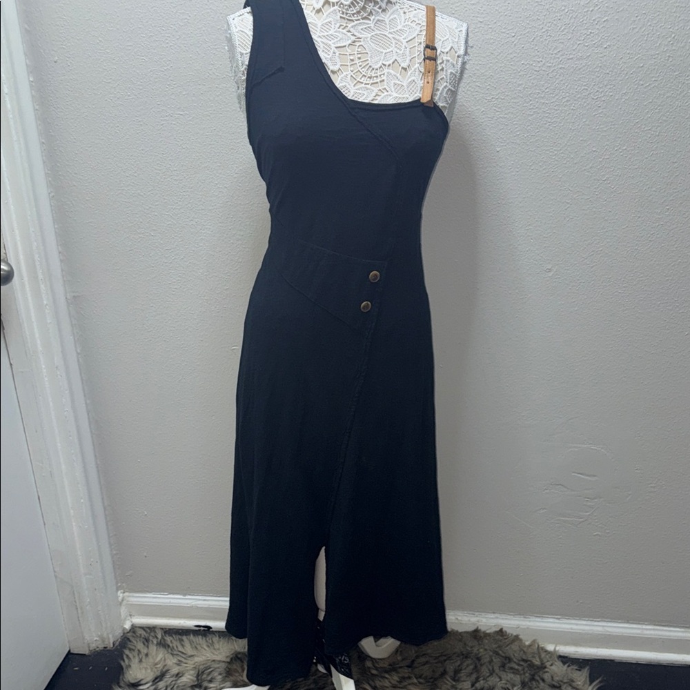Chic Black Asymmetrical Long Sleeve Dress